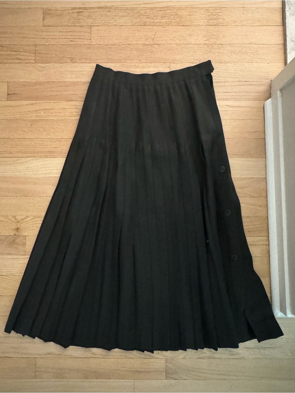 100% virgin wool Classic gray Pleated Midi Skirt